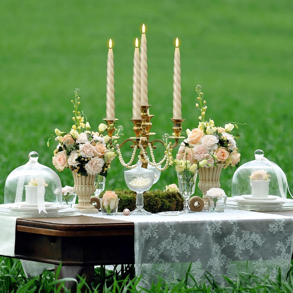 Eldnacele Ivory Flameless Taper Candles Battery Operated with Remote Timer
