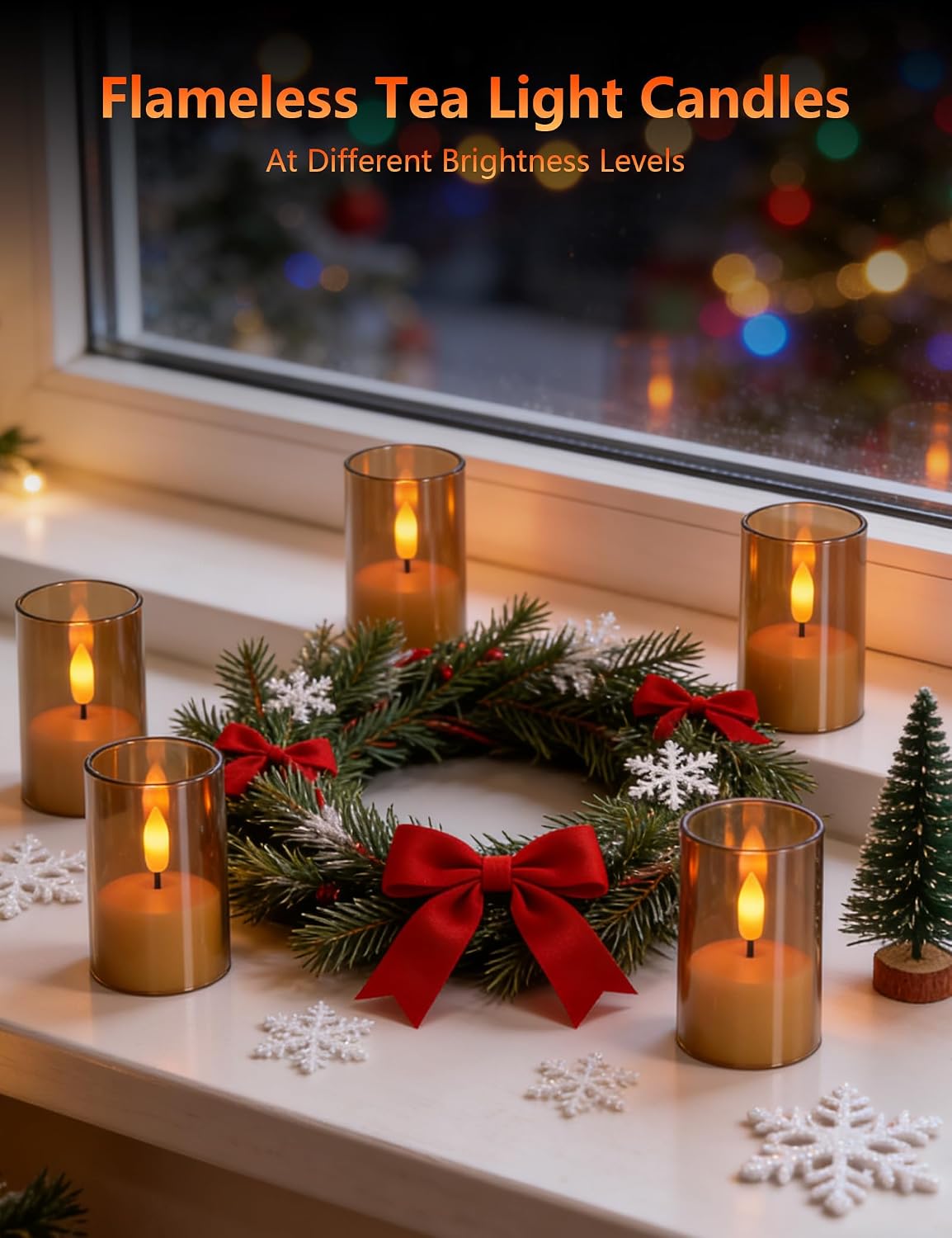 Rechargeable Flameless Tea Light Candles with Remote Timer,Amber Acrylic LED Votive Candles,USB-C Fast Charging,60+ Hour Runtime,Dimmable Flickering&Steady Glow for Home,Wedding,Holiday Decor,6 Pack