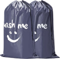 HOMEST 2 Pack XL Wash Me Travel Laundry Bag, Dirty Clothes Organizer, Large Enough to Hold 4 Loads of Laundry, Easy Fit a Laundry Hamper or Basket, Grey