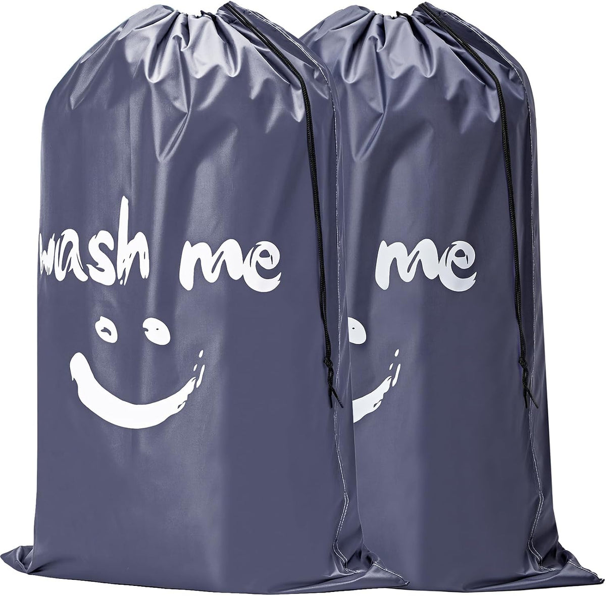 HOMEST 2 Pack XL Wash Me Travel Laundry Bag, Dirty Clothes Organizer, Large Enough to Hold 4 Loads of Laundry, Easy Fit a Laundry Hamper or Basket, Grey
