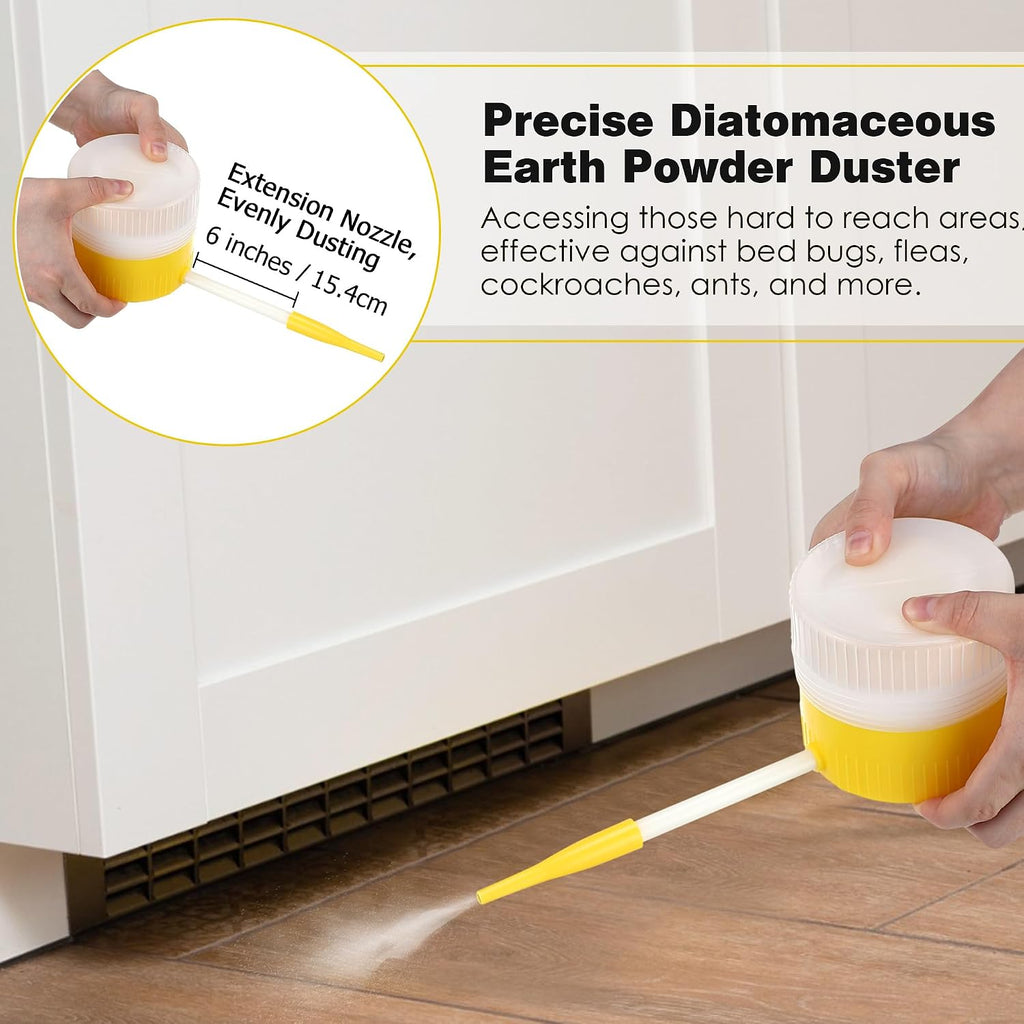 Qualirey 1 Pack Diatomaceous Earth Powder Duster with 6 Inch Extension Nozzle, Diatomaceous Earth Powder Duster for Pest Control, Powder Sprayer for Indoor and Outdoor Use