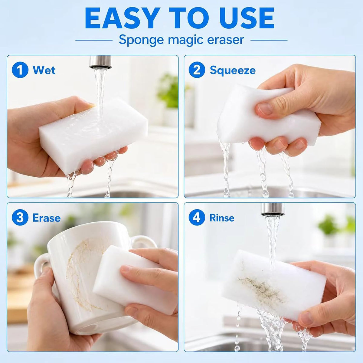 Extra Thick Magic Eraser Sponge, Melamine Cleaning Pads, 10 Pack