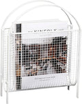 MyGift White Metal Mesh Magazine Rack, Mid Century Freestanding Holder