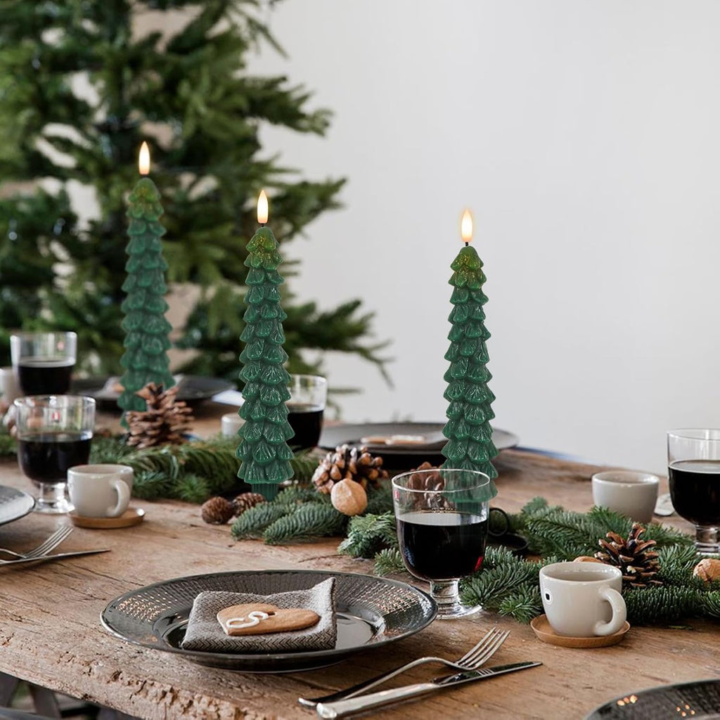 Eldnacele Christmas Tree Flameless LED Taper Candles with Remote and Timer