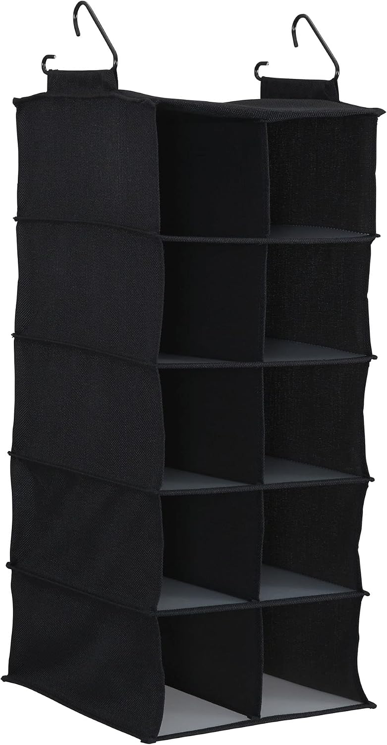 Household Essentials 10 Pocket Hanging Shoe Closet Organizer with Hooks