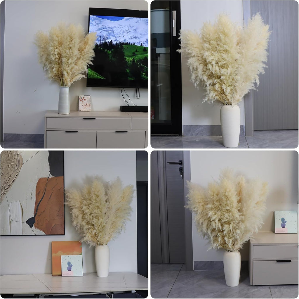 Pasuvsigt 15Pcs 40 Inch Dried Pampas Grass Fluffy Stem Home Wedding Decor