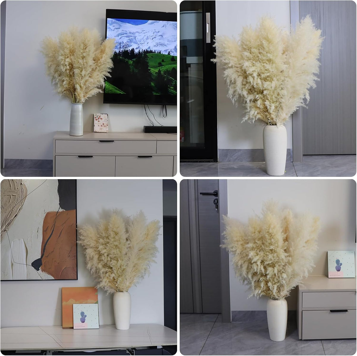 Pasuvsigt 15Pcs 40 Inch Dried Pampas Grass Fluffy Stem Home Wedding Decor