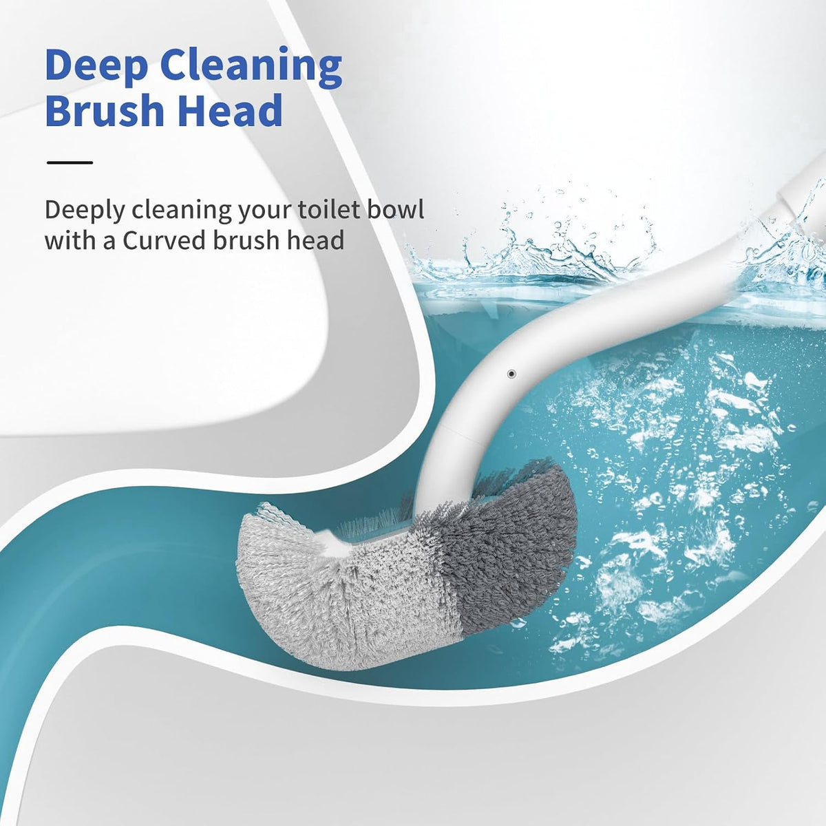 Marbrasse Bathroom Toilet Bowl Brush and Holder, Curved Design Dismount Toilet Brush for Deep Cleaning Under Rim, Best Toilet Brush Set, CompactToilet BowlCleaner Brush for Bathroom, 1 Pack
