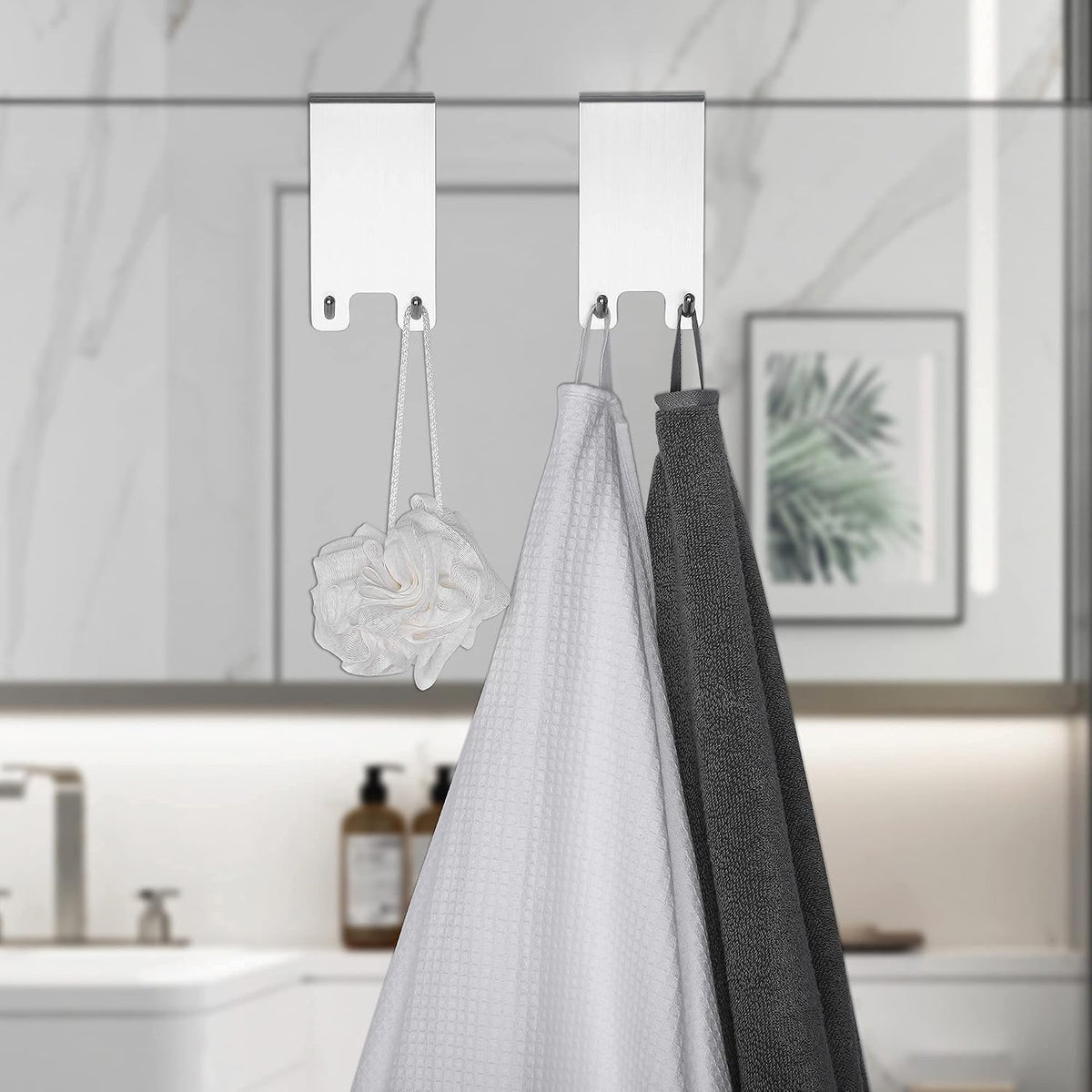 Taozun Shower Door Hooks, 2 Pack Towel Hooks for Frameless Glass Door