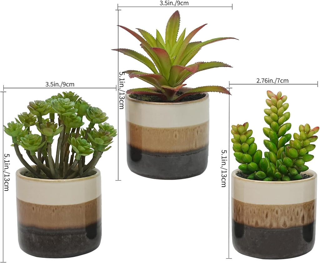 Succulents Plants Artificial, Set of 3 Faux Succulents
