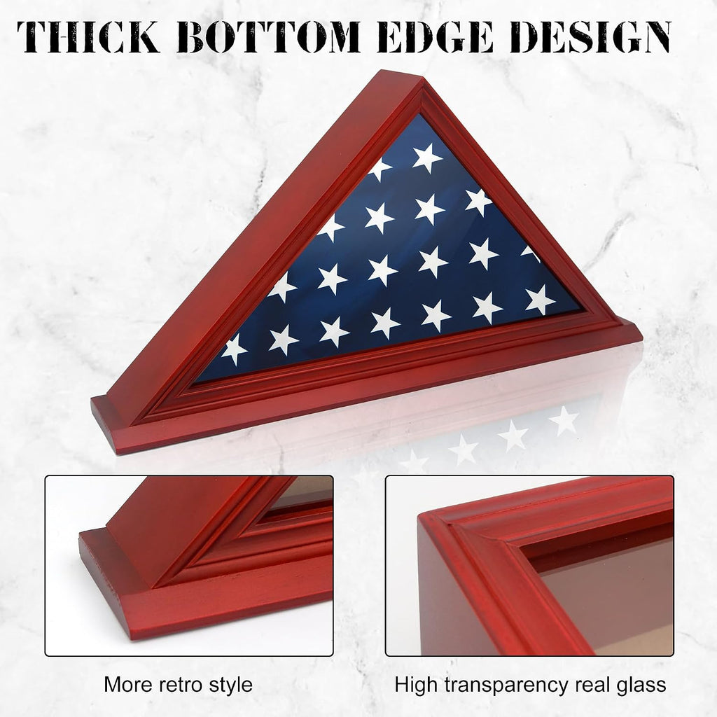 Folded Flag Display Case for 5'x9' Military Burial Flag, Cherry Solid Wood