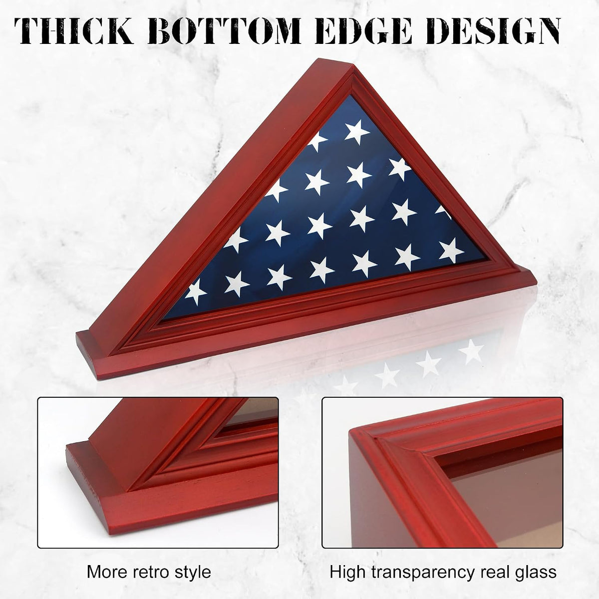 Folded Flag Display Case for 5'x9' Military Burial Flag, Cherry Solid Wood