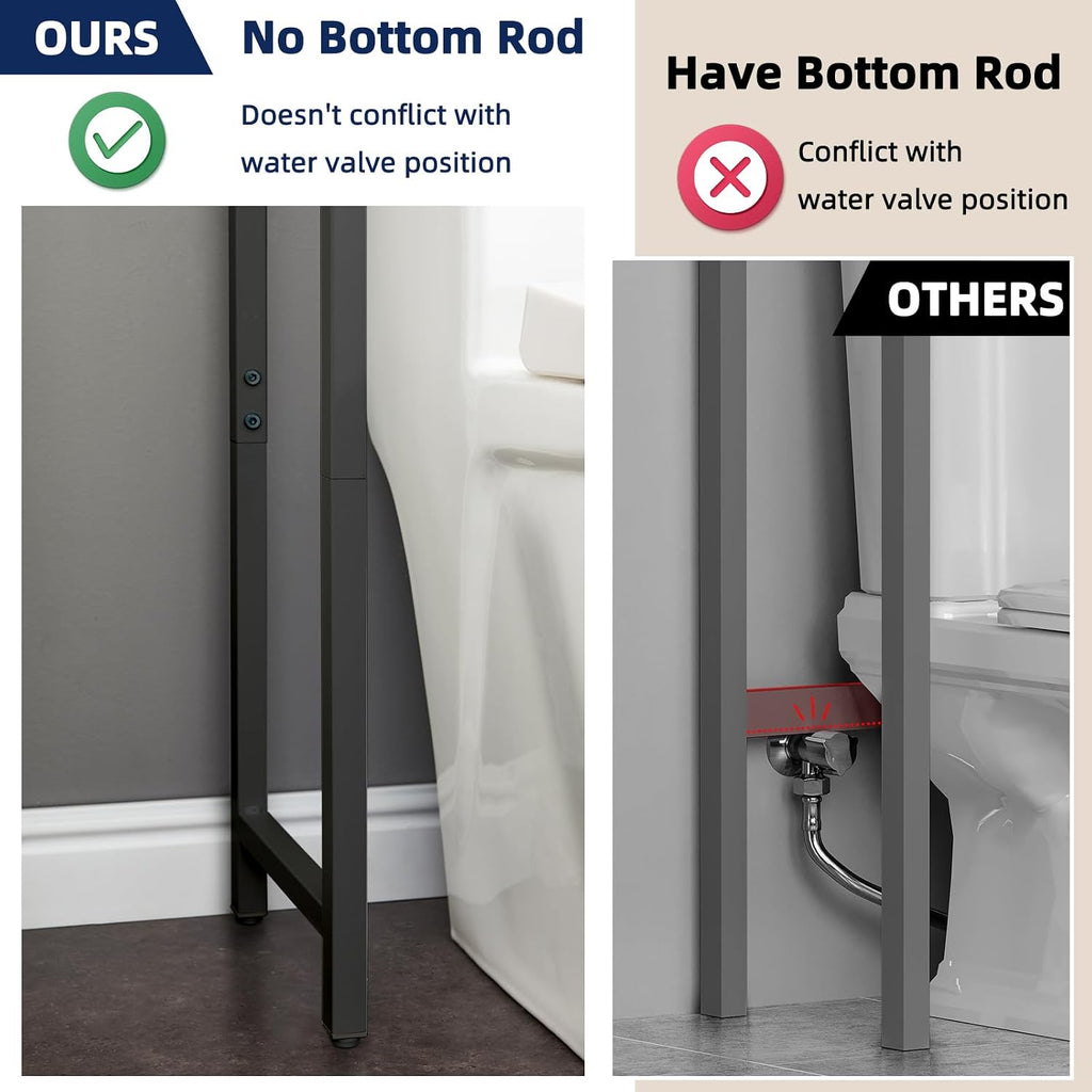 MOHOPE 2-Tier Over The Toilet Storage with 2 Fabric Drawers, Freestanding Above The Toilet Storage Cabinet, Space Saver Metal Over Toilet Bathroom Organizer Shelf for Small Space, Black