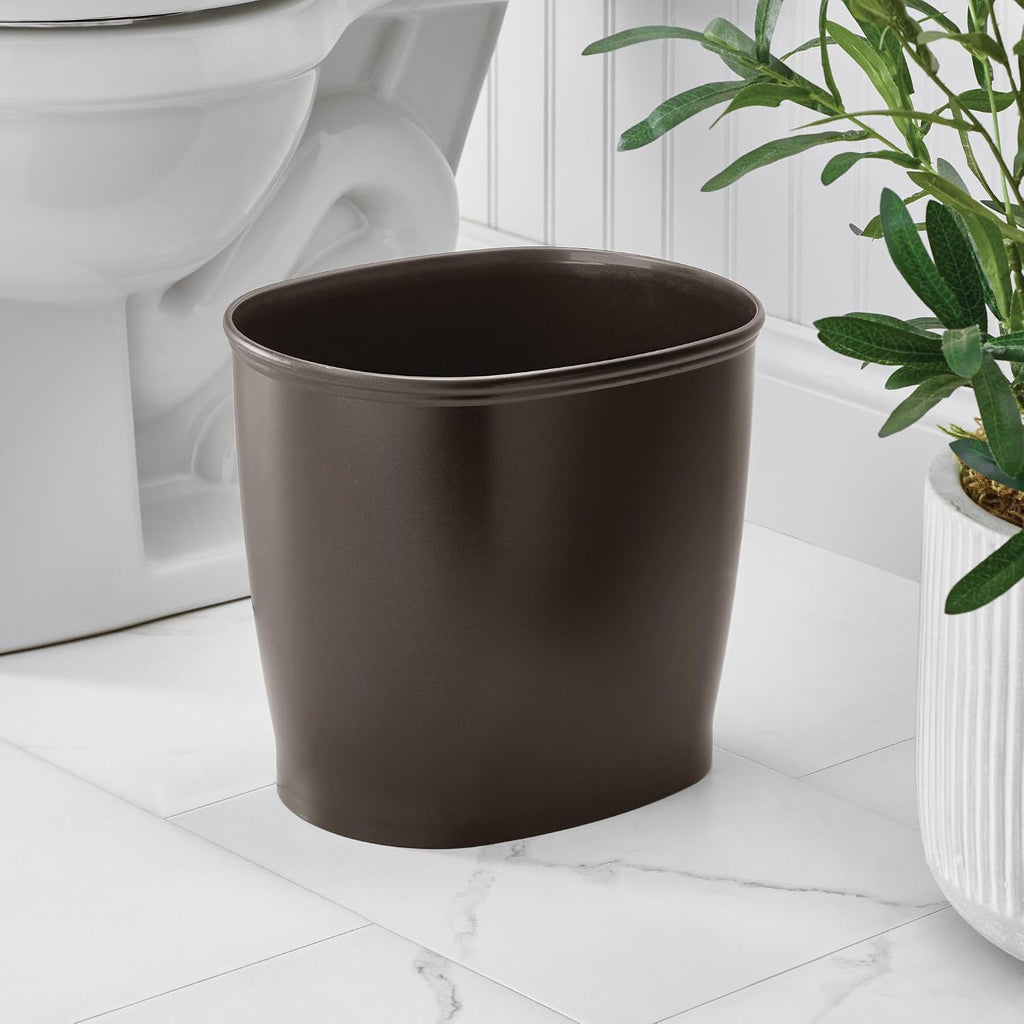 iDesign Slim Plastic Bathroom Trash Can, 2-Pack, Bronze
