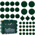 46PCS Velvet Christmas Ball Ornaments Set, Flocked Shatterproof Xmas Tree Decor, Assorted Hanging Ornaments with Loop for Holiday Home Decor, Christmas Tree, Mantel, Party Decoration (Dark Green)