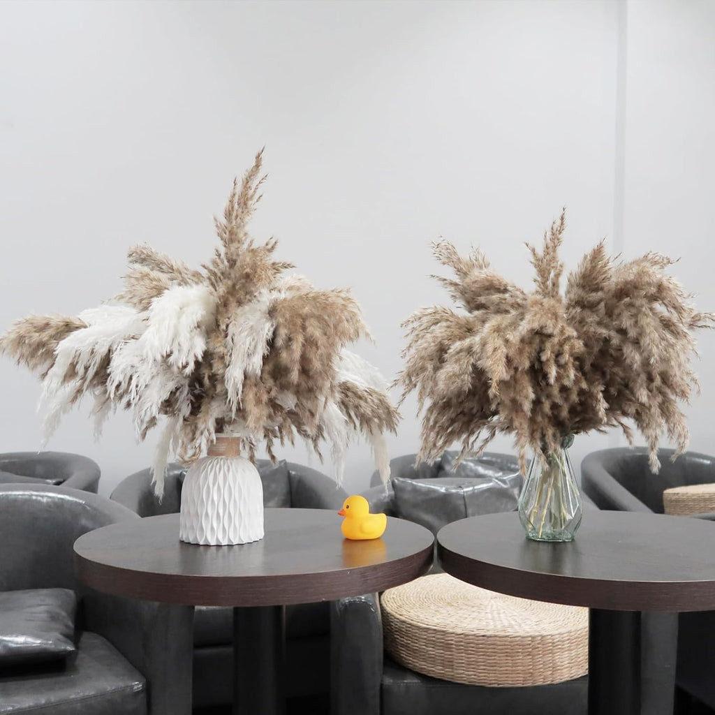 ROOLLYA 17 inch 20 Stems Pampas Grass Decor Tall -Natural Fluffy Pampas Grass Tall Pompas Grass for Floor Vase - Boho Decor Home Decor Wedding Decor Event Decor, 2404-c15-20brown & 10white-45cm