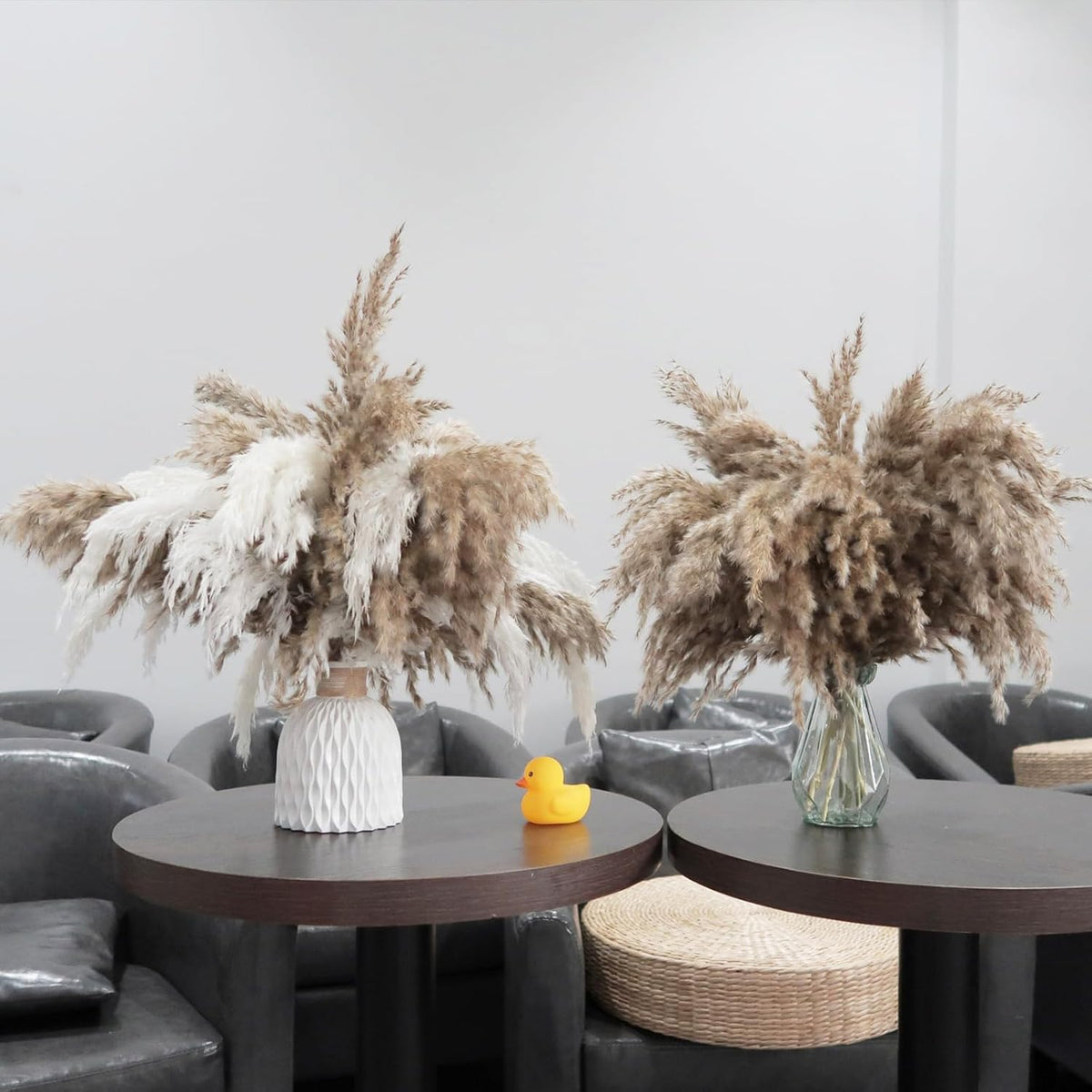 ROOLLYA 17 inch 20 Stems Pampas Grass Decor Tall -Natural Fluffy Pampas Grass Tall Pompas Grass for Floor Vase - Boho Decor Home Decor Wedding Decor Event Decor, 2404-c15-20brown & 10white-45cm