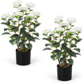 Romantic Season 2FT White Artificial Camellia Tree 2Pack, Faux Camellia Plant Fake Potted Camellia Flower Tree Plastic Camellia Tree for Modern Home Office Living Room Floor Décor