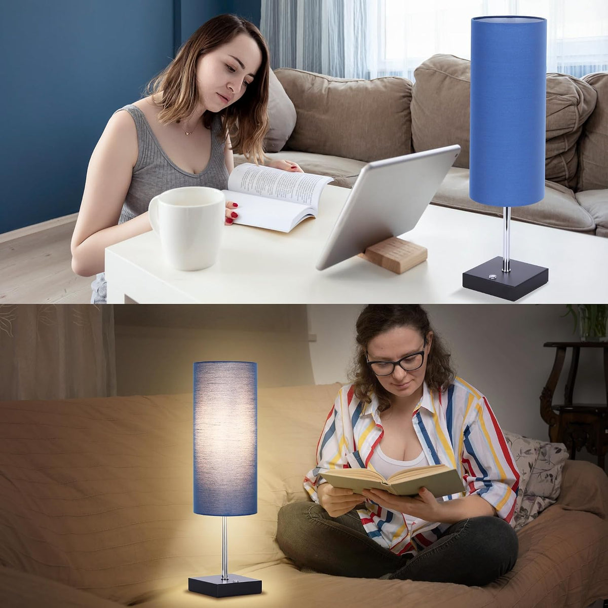 Cordless Table Lamp Rechargeable Touch Dimmable(Gray)