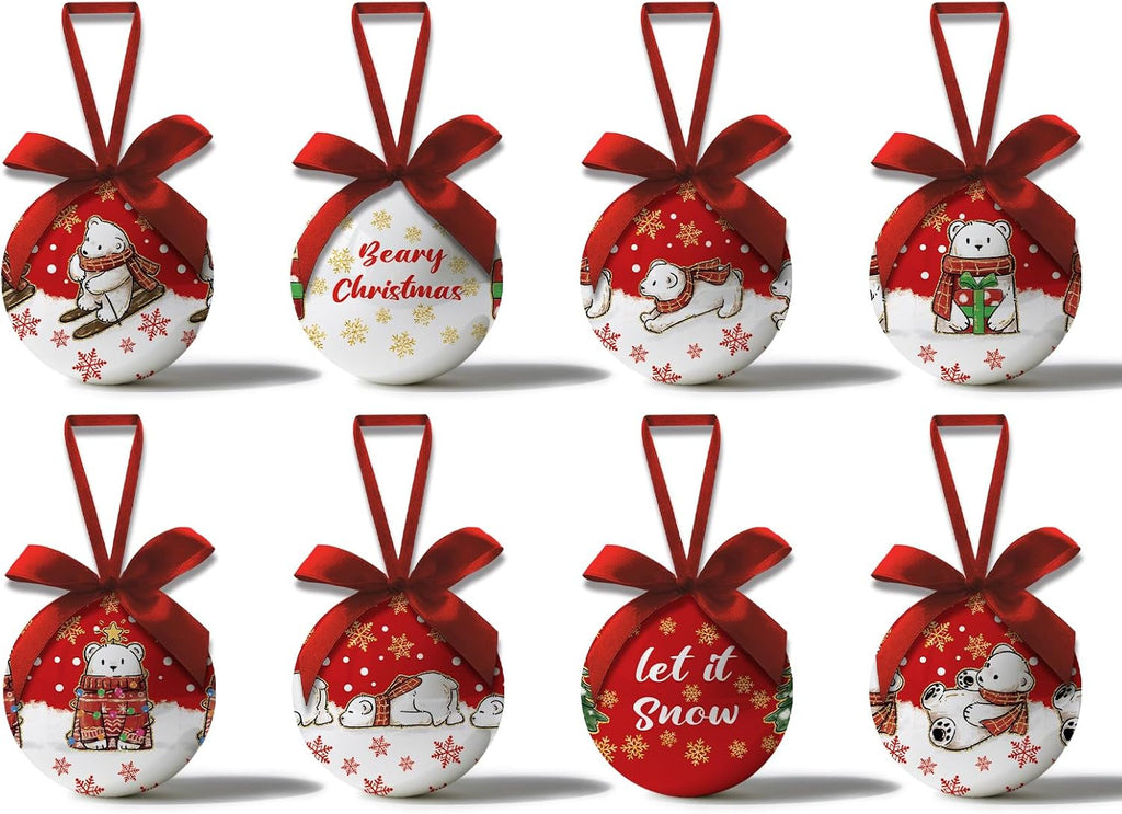 Polar Bear Christmas Decorations - Polar Bear Ornaments Hanging Balls Christmas Tree Decorations Indoor, Cute Decoration Ball 2.36 Inch for Xmas Tree Party Home Holiday，Xmas Gifts Set of 16Pcs