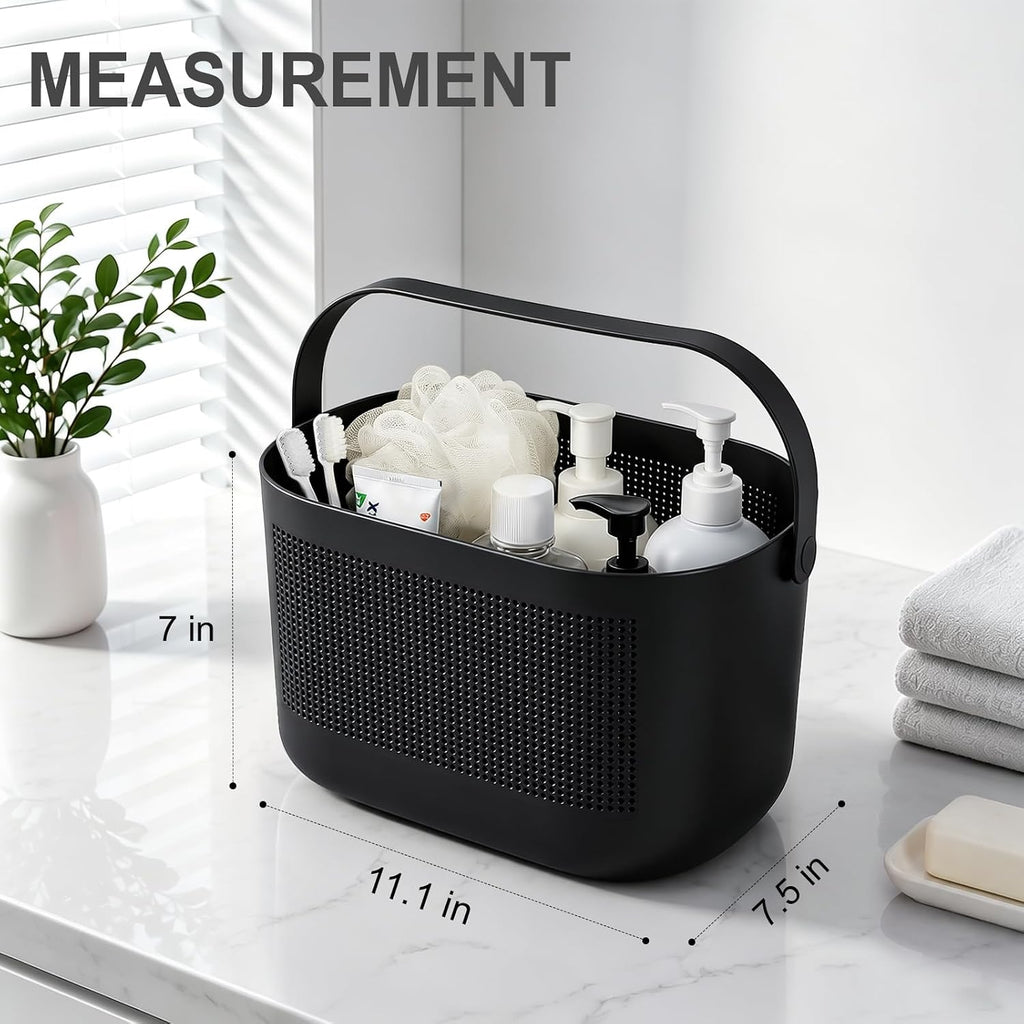 Plastic Portable Shower Caddy Basket, Storage Organizer with Handle, Black