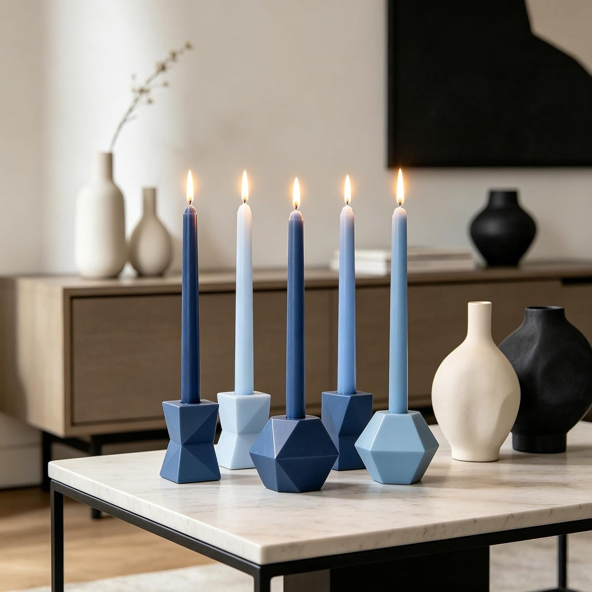 10 Inch Gradient Blue Smooth Taper Candles for Home Decor