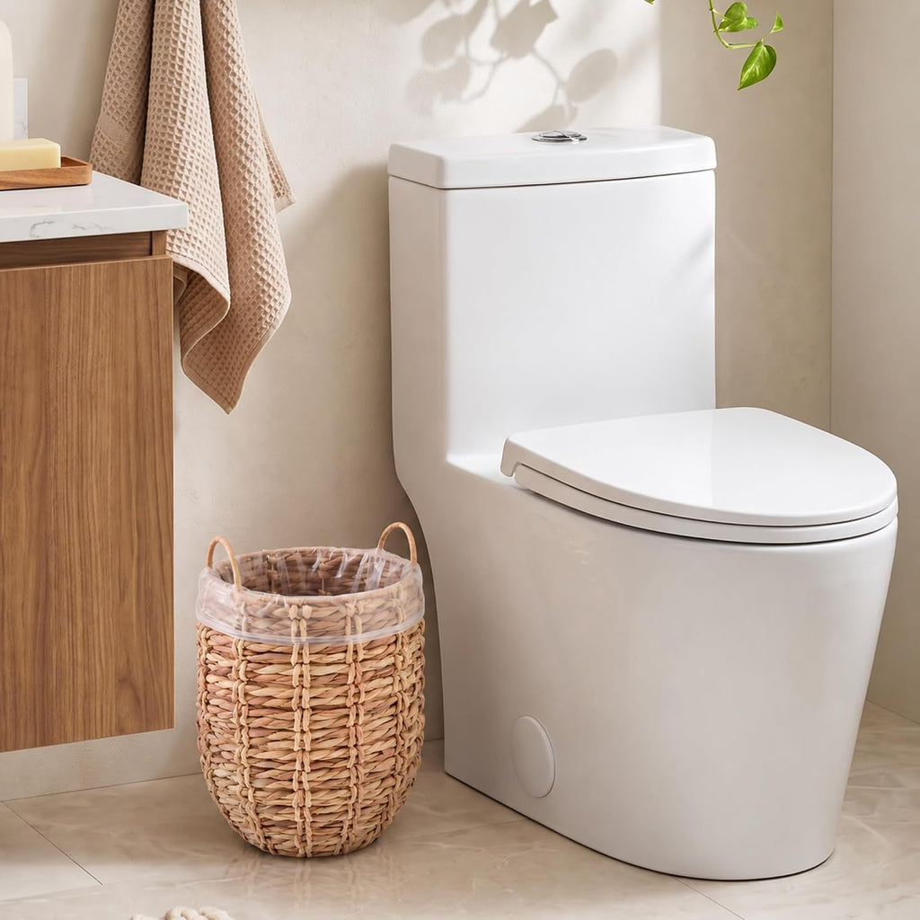 Ziliny 2 Pcs 1.7 Gallon Wicker Trash Can, Nature Round Waste Basket
