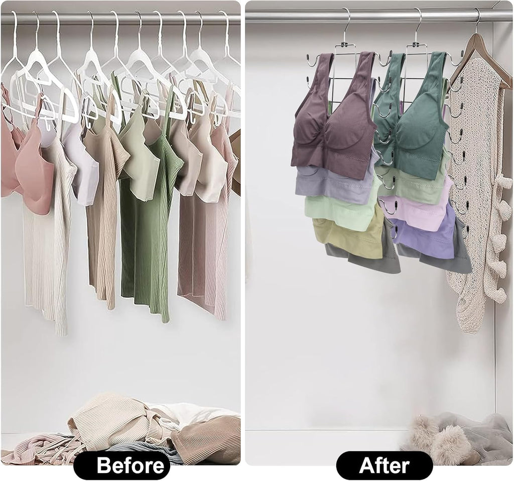 POZEAN Pants Hangers with Clips for Women, Adjustable Heavy Duty Skirt Hangers, Space Saving Non-Slip Shorts Jeans Trousers Clothes Hangers
