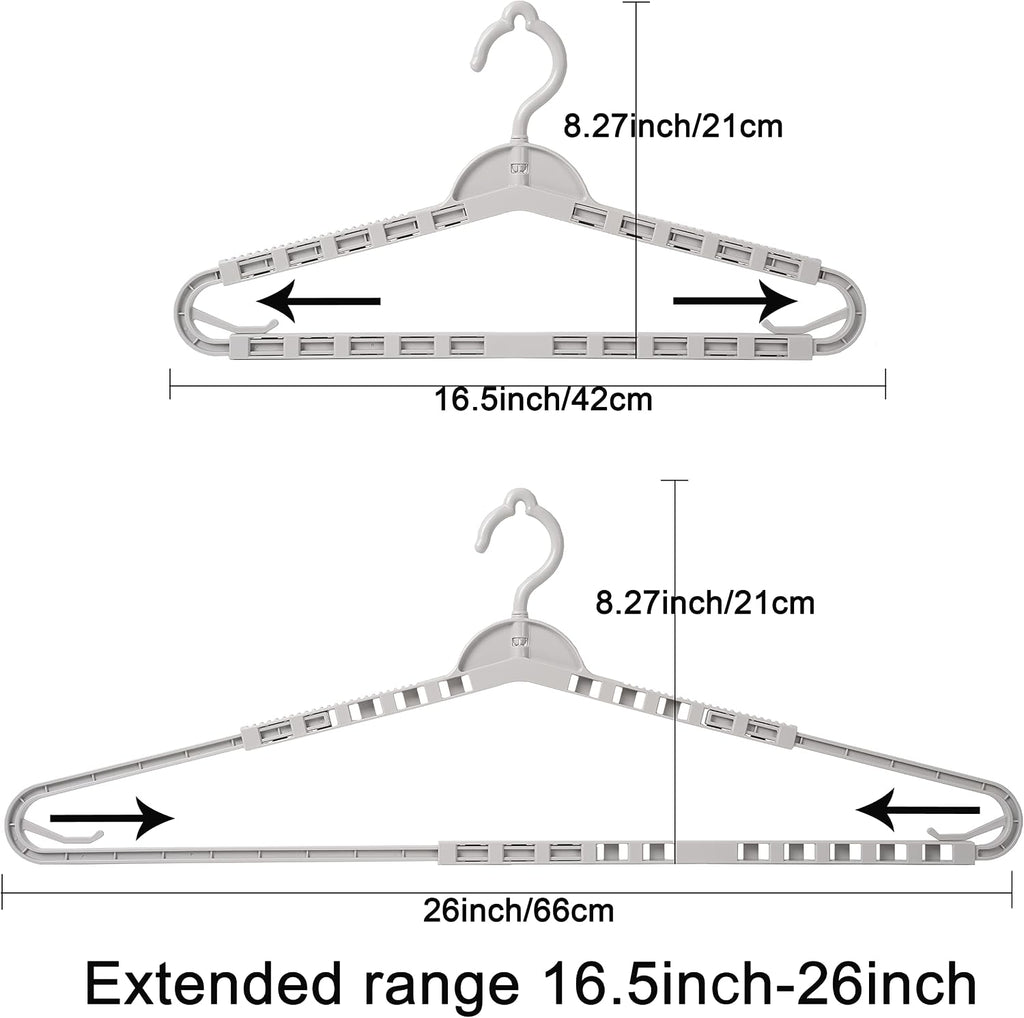 Extra Large Hangers Enlarge Adjustable Shoulder 16.5"-26" Hanger 4 Pack