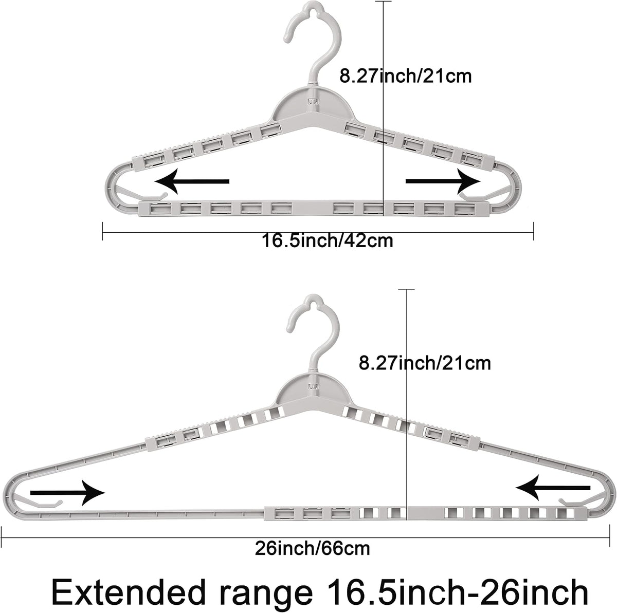 Extra Large Hangers Enlarge Adjustable Shoulder 16.5"-26" Hanger 4 Pack