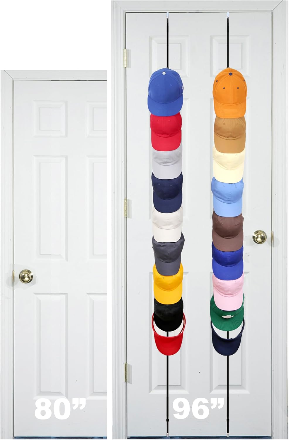 FOR 8-FEET DOORS ONLY! Over-The-Door Hat Organizer for Caps. 2 Straps