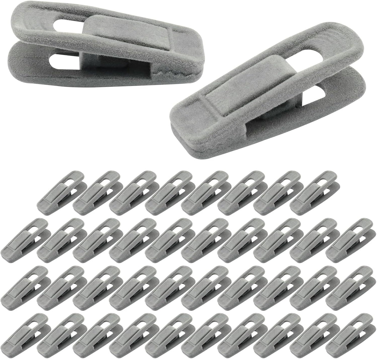 Velvet Hanger Clips, Gray, 40 PCS