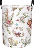 Baby Girls Laundry Basket Collapsible Kids Hamper Mermaid Nursery Room Bedroom Ocean Decor (Mermaid)