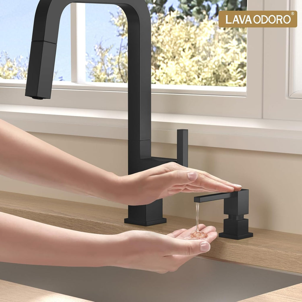 Lava Odoro Soap Dispenser for Kitchen Sink, Black Sink Soap Dispenser Pump