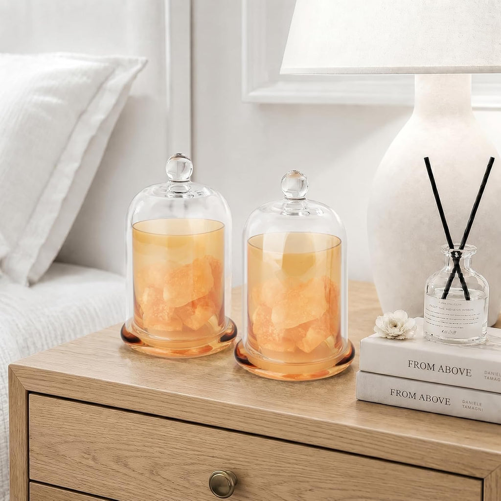 Qtip Holder Glass Apothecary Jars with Lids Bathroom Storage Orange