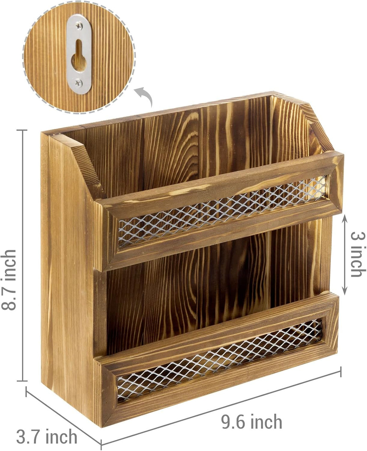 MyGift Rustic Burnt Solid Wood Magazine Holder with Decorative Chicken Wire Rail, Wall Mountable Storage Organizer Rack for Upright Display of Magazines