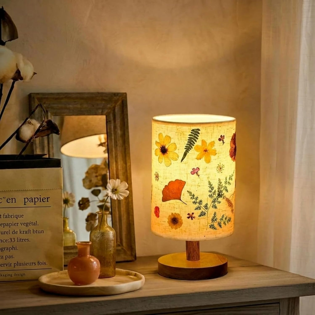 Hortsun Pressed Flower Vintage Table Lamp,Modern Style