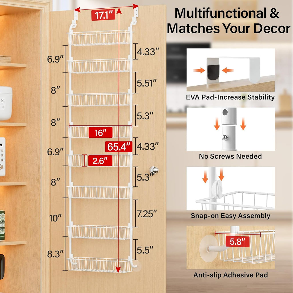 Delamu Over The Door Pantry Organizer, 8-Tier Hanging Spice Rack