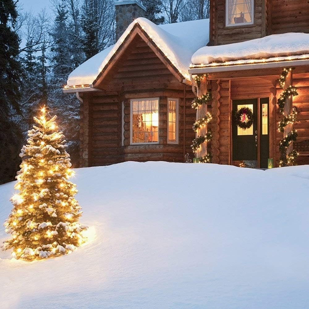 Outdoor String Lights with Timer - Battery Operated 18ft 50 LED White Wire for Indoor/Outdoor Wedding Party Garden Home, Waterproof, Warm White, 2 Pack