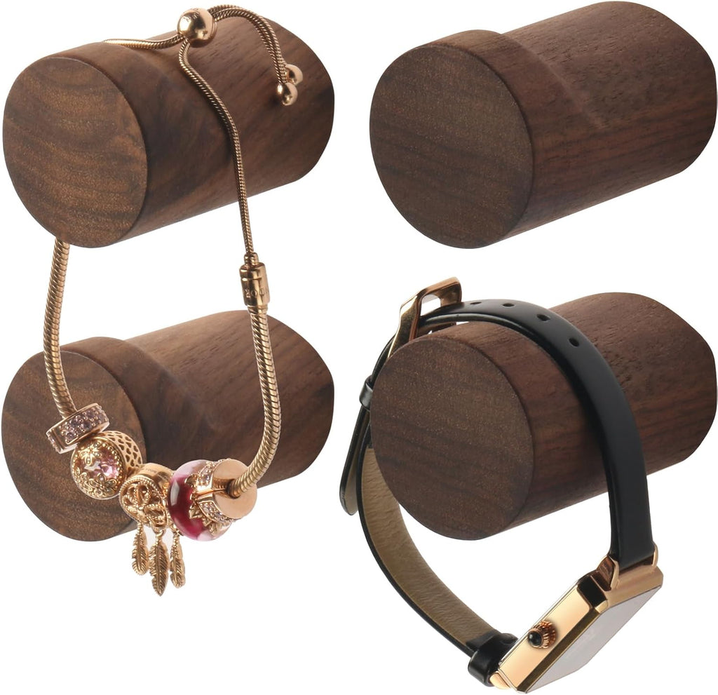 4 Pack Wood Wall Hooks Walnut Wooden Coat Hooks Adhesive Hooks Heavy Duty