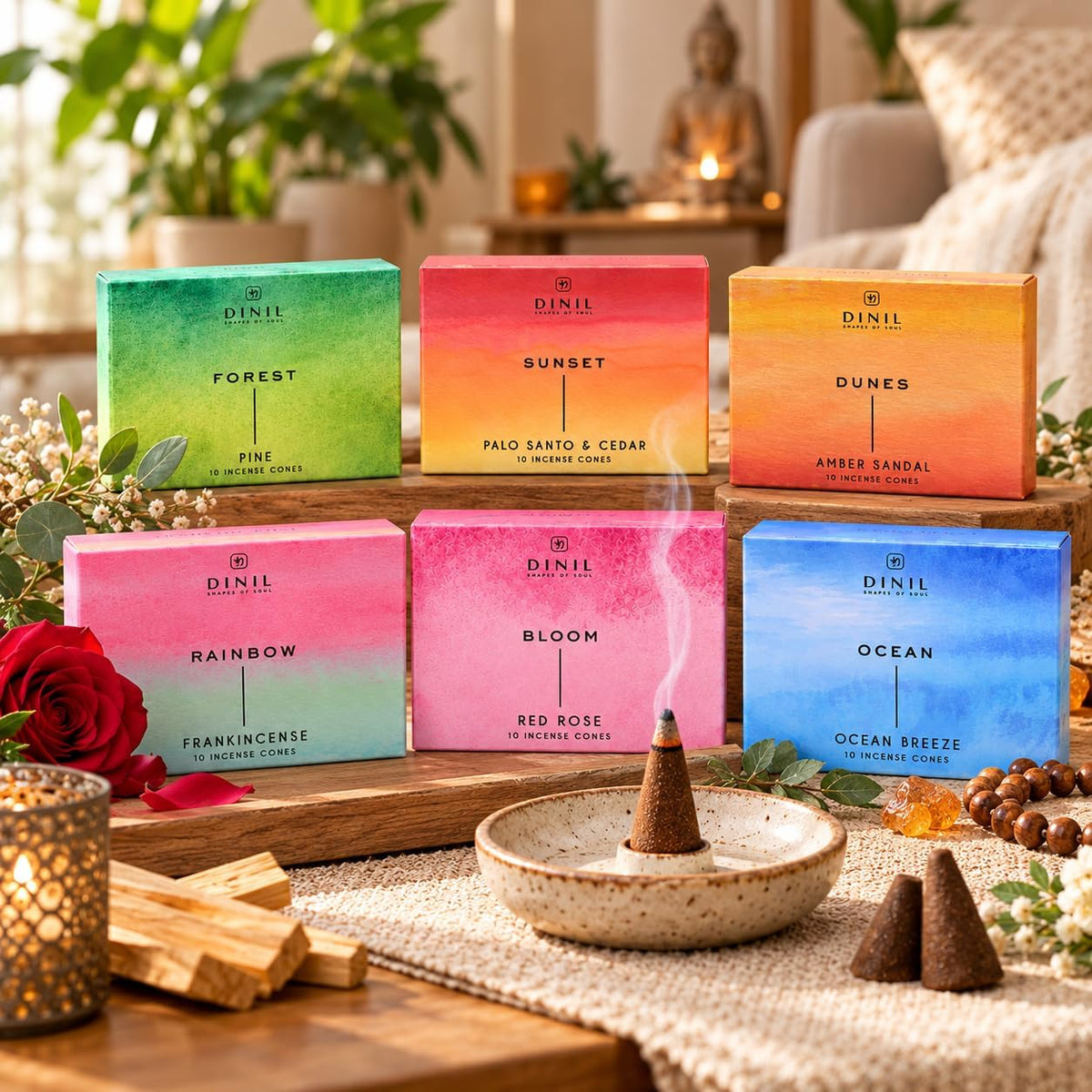 Dinil Enchanted Earth Incense Cones, 60 Count, Earthy Scent