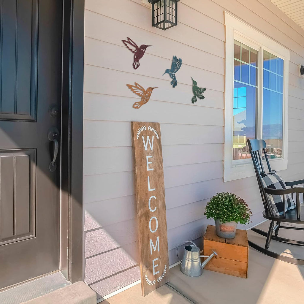 Teling 4 Pcs Metal Hummingbird Wall Art Decor for Modern Farmhouse Home