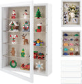 12x16 Shadow Box Display Cases with 4 Removable Clear Shelves, White