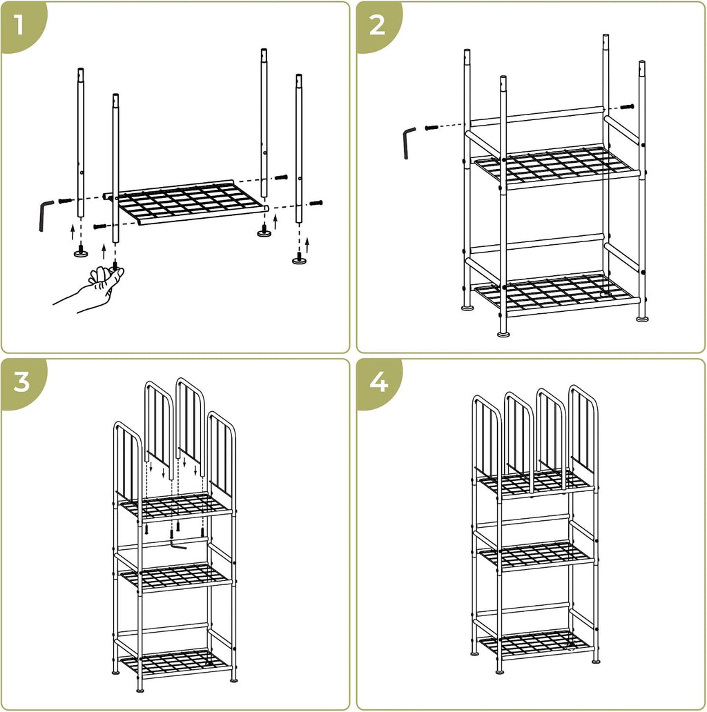 3-Tier Towel Storage for Bathroom, Freestanding Towel Rack with Dividers
