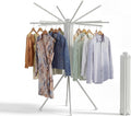 RFOUO Foldable Clothes Drying Rack with Aluminum 4Legs 16Rods Single Layer