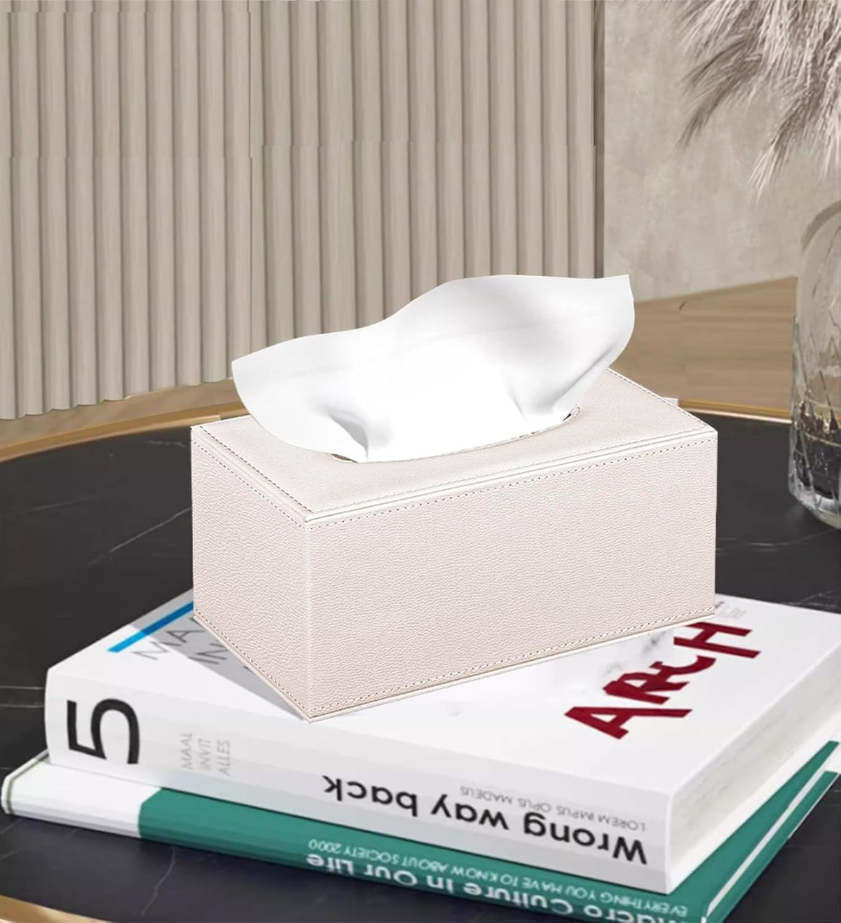 Linen Tissue Box Cover Rectangle,Aesthetic Facial Tissue Cube Box Holder