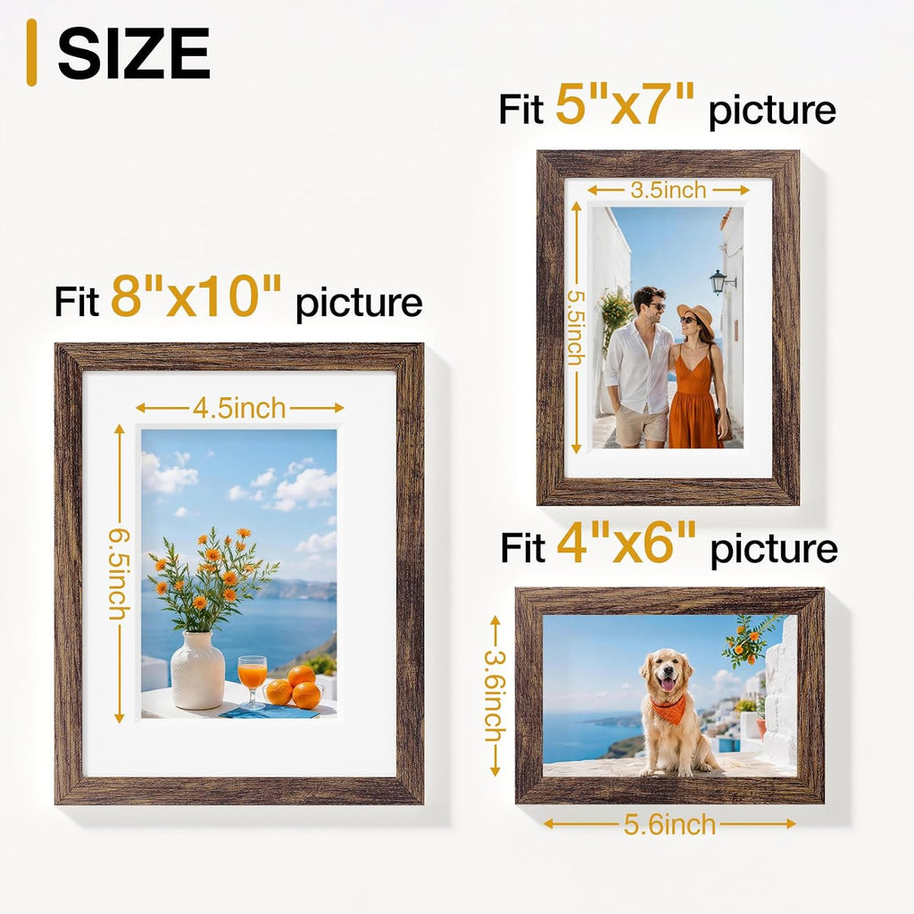 decorUhome Picture Frames Set of 20 for Wall and Tabletop Display, Brown