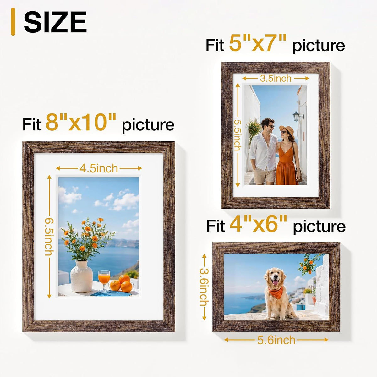 decorUhome Picture Frames Set of 20 for Wall and Tabletop Display, Brown