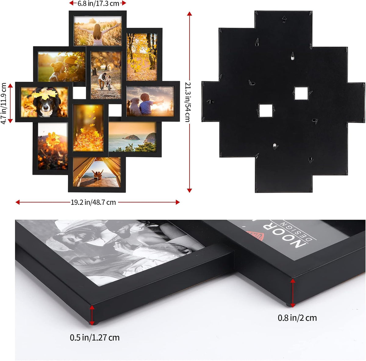 QUTREY 2 Pack 10 Opening 4x6 Collage Picture Frames Set for Wall Decor, Multiple Picture Frames Displays 4 by 6 Inch Photos，Black 4x6 Frames for Family Office Christimas Mother's Day