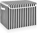 CaTaKu Black and White Striped Storage Bins with Lids Fabric Large Storage Container Cube Basket with Handle Decorative Storage Boxes for Organizing Clothes Shelves